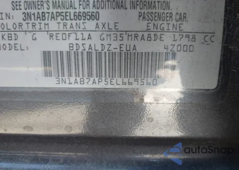 2014 Nissan Sentra Sv z USA, uszkodzony, nr VIN 3N1AB7AP5EL669560